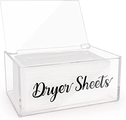 Photo 1 of Acrylic Dryer Sheet Dispenser with Hinged Lid, Clear Rustic Farmhouse Style Dryer Sheet Container Storage Box for Laundry Room Organization, Laundry Softener Dispenser, Home Laundry Room Decorations
