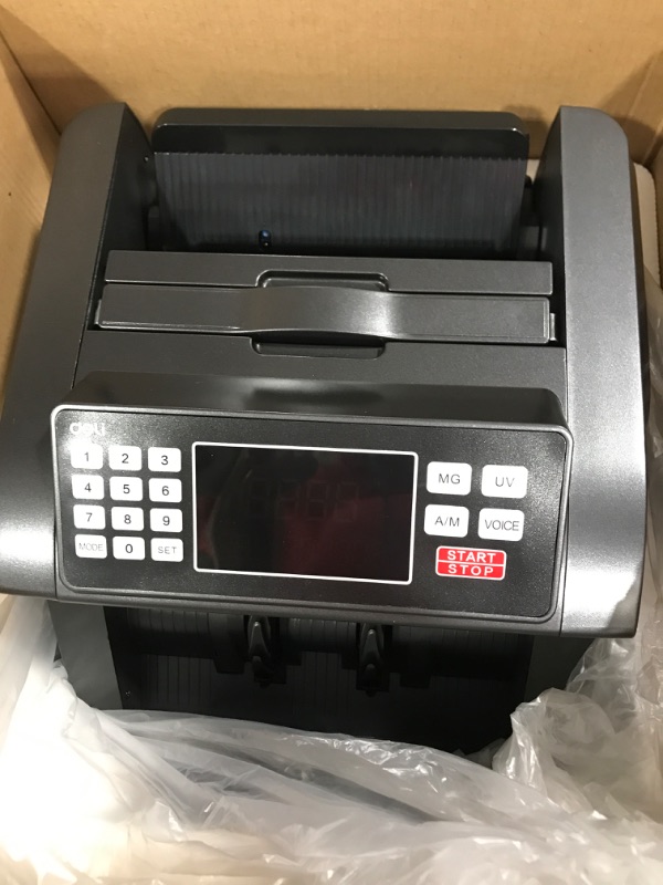 Photo 2 of Deli Money Counter Machine, Bill Counter with UV/MG/IR Counterfeit Detection, Professional Cash Counter, 2 LCD Display, ?1000 Bills/Min, Doesn't Count Value of Bills