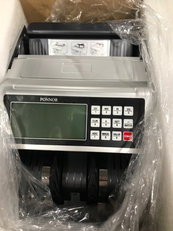 Photo 1 of Money Counter Machine PONNOR with Value Count, Dollar, Euro with UV/MG/IR/DD/DBL/HLF/CHN Counterfeit Detection, Bill Cash Counting, Large LCD Display