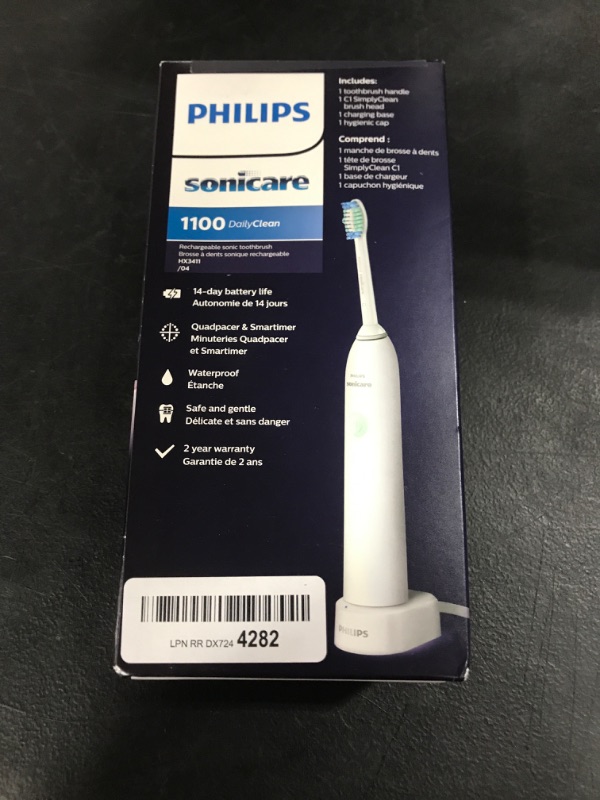 Photo 2 of Philips Sonicare DailyClean 1100 Rechargeable Electric Power Toothbrush, White, HX3411/04