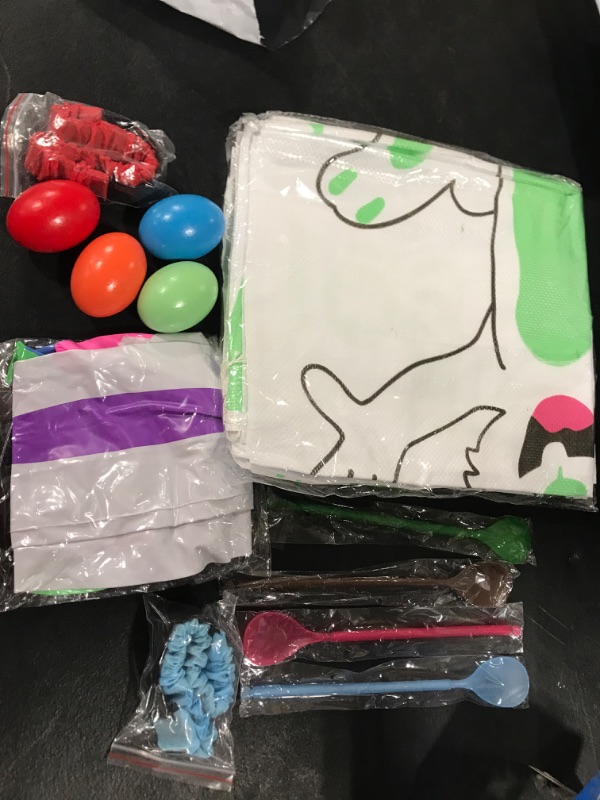 Photo 2 of 21 Pack Easter Outdoor Party Games for Kid Family, Easter School Carnival Game 4 Bunny Potato Sack Race Bag, 4 Egg and Spoon Relay Race, 2 3-Legged Race Band, 1 Bunny Ear 4 Ring Toss Game, 2 Gold Medal