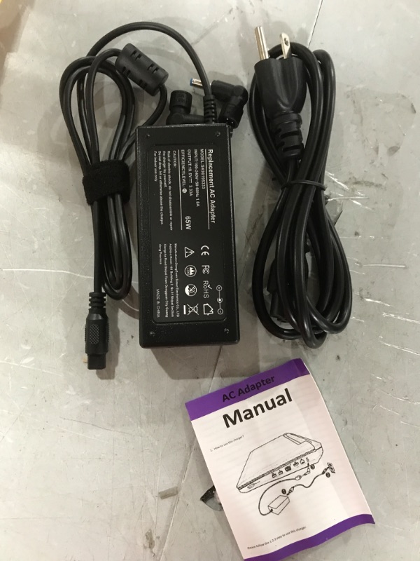 Photo 2 of 19V 3.33A 65W 45W Laptop AC Adapter for HP Pavilion x360 Elitebook 15-f233wm 15-f271wm 15-f272wm 15-f337wm 15-f387wm 17-g101dx 17-g119dx Notebook Power Supply Cord with 2 Tips(Blue and Black)