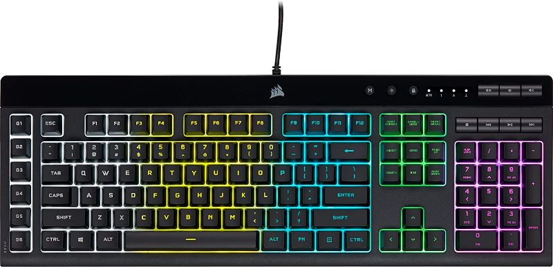 Photo 1 of Keyboard Corsair K55 PRO LITE RGB Wired Membrane Gaming Keyboard (5-Zone Dynamic RGB Backlighting, Six Macro Keys with Stream Deck Integration, IP42 Dust and Spill Resistant, Dedicated Media Keys) Black
