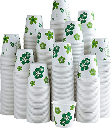 Photo 1 of [600 Pack] Paper Cups, 3oz Disposable Bathroom Cups, Mouthwash Cups, Cold Disposable Drinking Cup for Party, Picnic, BBQ, Travel, and Event, Green Floral
