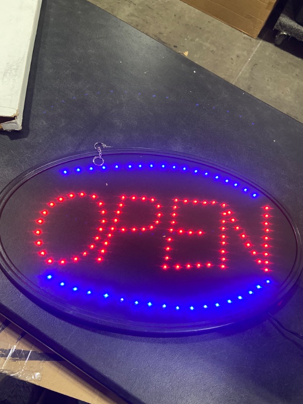 Photo 1 of Bright LED Open Sign for Business. WAENLIR 23x14inch Advertisement Board High Visibility Electric Display Sign,Two Modes Flashing&Steady Light for Business,Walls,Window,Shop,Bar,Hotel 23*14 inch