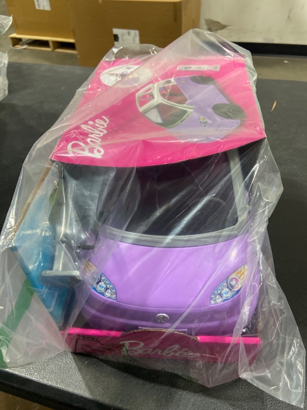 Photo 2 of Barbie Car, Kids Toys, “Electric Vehicle” with Charging Station and Plug, Transforms into Convertible, Purple Car with Sunroof, Gifts for Kids [Amazon Exclusive]