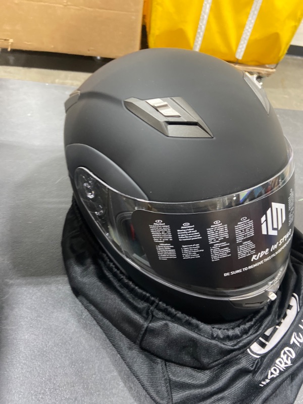 Photo 1 of ILM Bluetooth Integrated Modular Flip up Full Face Motorcycle Helmet Sun Shield Mp3 Intercom Model 953 (XXL, Matte Black) XX-Large Matte Black