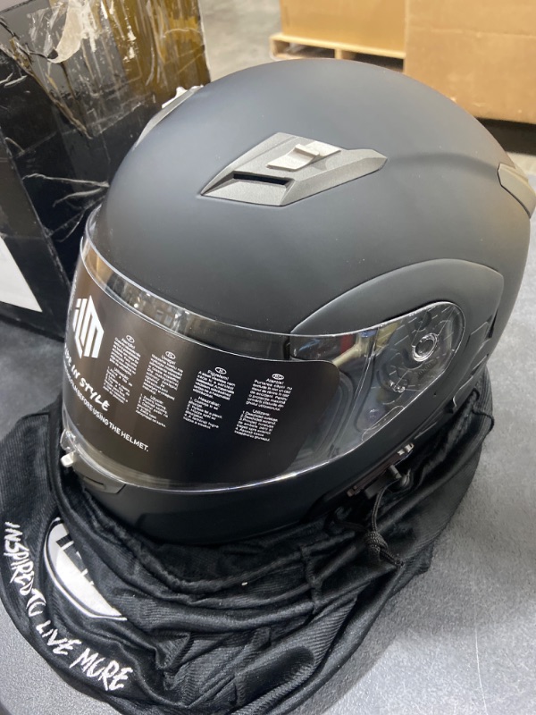 Photo 1 of ILM Bluetooth Integrated Modular Flip up Full Face Motorcycle Helmet Sun Shield Mp3 Intercom Model 953 (XXL, Matte Black) XX-Large Matte Black