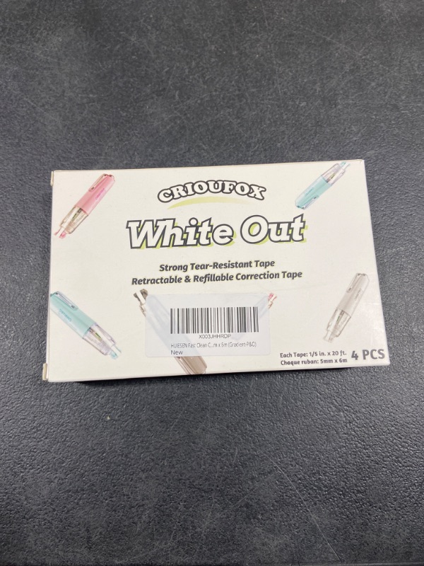 Photo 2 of HUIESEN Fast Clean Correction Tape, Retractable White Out Correction Tape Easy to Use Applicator for Instant Corrections, Refillable Tear-Resistant Tape for Students Office, 5mm x 6m (Gradient-P&O)