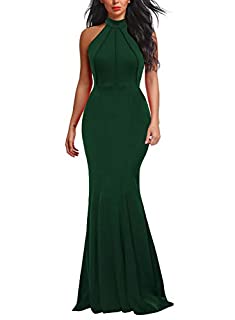 Photo 1 of Berydress Women's Wedding Party Formal Floor-Length Sleeveless Halter Neck Long Mermaid Evening Dress (XL, 6075-Dark Green) (B07QDQ67V1)
