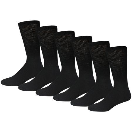 Photo 1 of 6 Pairs of Diabetic Cotton Neuropathy Crew Socks (Black Sock Size 13-16 Fits US Men S Shoe Size 11-13.5)
