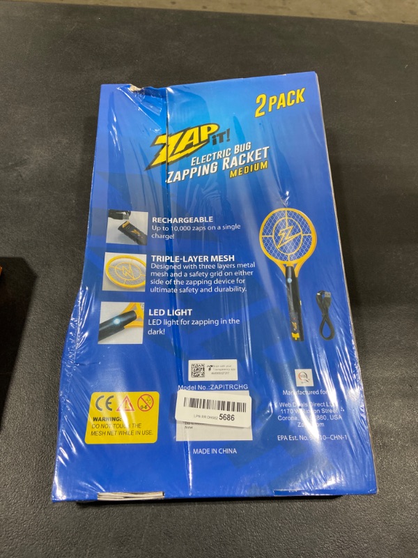 Photo 2 of ZAP iT! Electric Fly Swatter Racket & Mosquito Zapper - High Duty 4,000 Volt Electric Bug Zapper Racket - Fly Killer USB Rechargeable Fly Zapper Indoor Safe - 2 Pack (Medium, Yellow) Medium Yellow