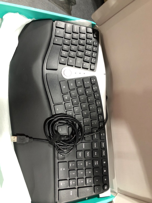 Photo 2 of Nulea Ergonomic Keyboard, Wired Split Keyboard with Pillowed Wrist and Palm Support, Featuring Dual USB Ports, Natural Typing Keyboard for Carpal Tunnel, Compatible with Windows/Mac