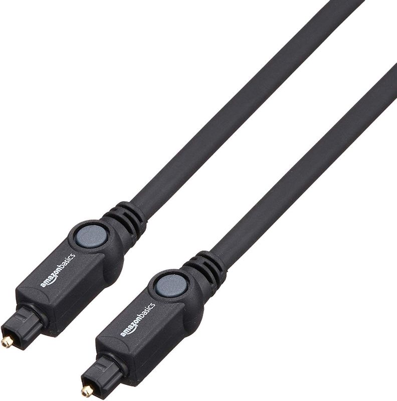 Photo 1 of Amazon Basics Digital Optical Audio Toslink Cable for Sound Bar, TV - 6 Feet (1.8 Meters)