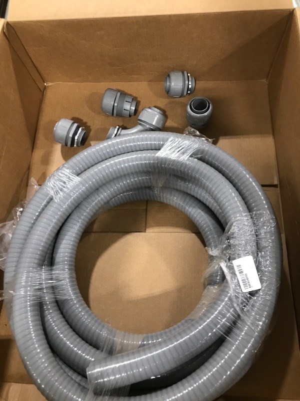 Photo 2 of 1-1/4inch 25FT Electrical Conduit Kit,with 4 Straight and 2 Angle Fittings Included,Flexible Non Metallic Liquid Tight Electrical Conduit(1-1/4" Dia, 25 Feet) 1-1/4IN,25FT***FOR PARTS ONLY***