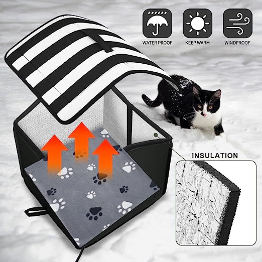 Photo 1 of  Cat House, Outdoor Cat Bed, Weatherproof Cat Shelter for Outdoor Cats Dogs and Small Animals (Heat Black M)
