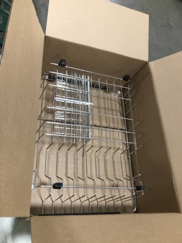 Photo 1 of iPEGTOP Expandable Deep Large Dish Drying Rack and Utensil Cutlery Holder, Rustproof Stainless Steel Over Sink Dish Rack Basket Shelf, Dish Drainer in Sink or On Counter Chrome