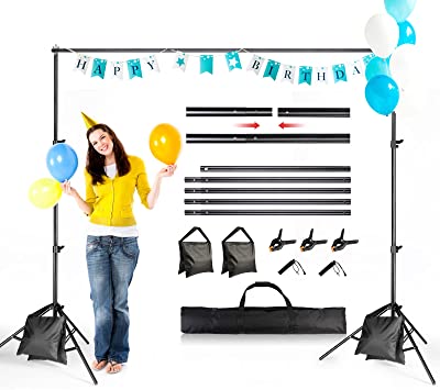 Photo 1 of **SELLING FOR PARTS** Backdrop Stand 6.5x10ft, ZBWW Photo Video Studio Adjustable Backdrop Stand for Parties, Wedding, Photography, Advertising Display 