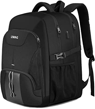 Photo 1 of 18.4 Laptop Backpack for Men Women,Water Resistant 55L XL Travel Backpack with USB Charging Port,TSA Friendly Flight Approved Big Business Gaming Computer Bag Work College School Bookbags,Black
