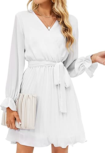 Photo 1 of BBX Lephsnt Womens Wrap V Neck Dresses for Wedding Guest Casual Pleated Long Sleeve Mini Dress
SIZE XL