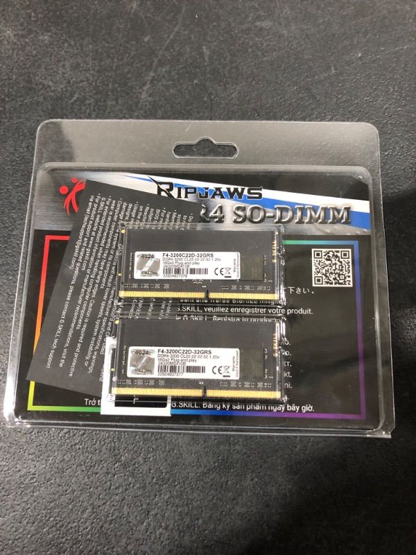 Photo 2 of G.SKILL Ripjaws Series 32GB (2 x 16GB) 260-Pin DDR4 SO-DIMM DDR4 3200 (PC4 25600) Laptop Memory Model