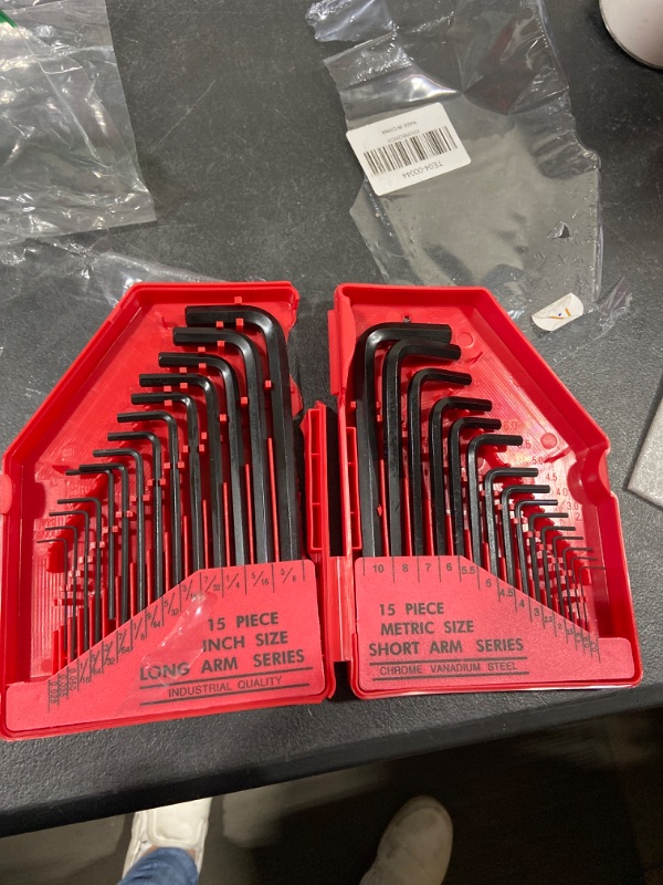 Photo 2 of 30-Piece Premium Hex Key Allen Wrench Set, SAE and Metric Assortment, L Shape, Chrome Vanadium Steel, Precise and Chamfered Tips | SAE 0.028 - 3/8 inch | Metric 0.7 - 10 mm | In Storage Case