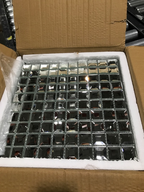 Photo 1 of 1.25" X 1.25" Glass Grid Mosaic Wall Tile pack of 6