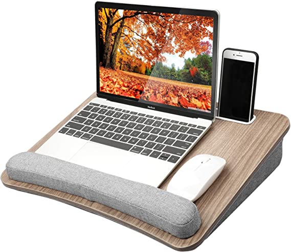 Photo 1 of HUANUO Lap Laptop Desk - Portable Lap Desk with Pillow Cushion, Fits up to 15.6 inch Laptop, with Anti-Slip Strip & Storage Function for Home Office Students Use as Computer Laptop Stand, Book Tablet