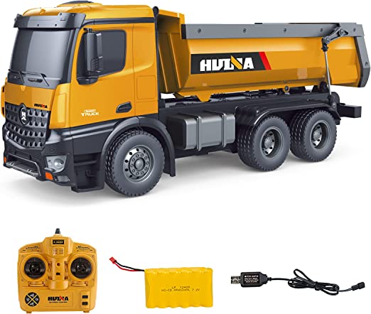 Photo 1 of Fistone RC Dump Truck 1/14 Scale 10 Channel Alloy Die-cast 2.4G Remote Control Construction Vehicles Toys with Lights for Kids and Adults