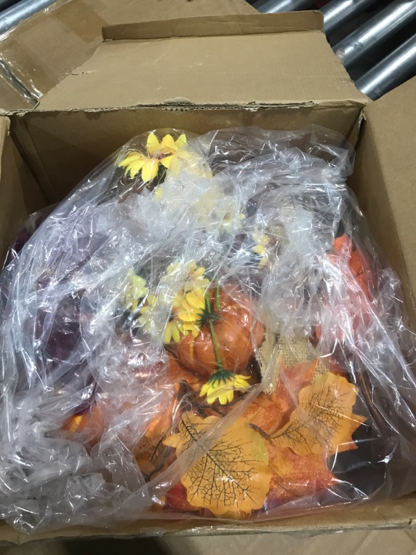 Photo 2 of 13Inch Super Giant Prelit Pumpkin Thanksgiving Decorations 10 Lights 10 Sunflowers 10 Maple Leaves 5 Style Fake Pumpkins 3 Berry Stems Peony Battery Operate Thanksgiving Autumn Fall Table Decor