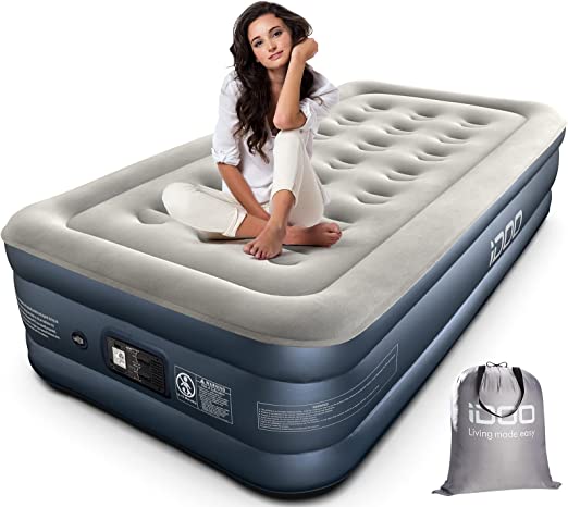 Photo 1 of  Twin Air Mattress, Double High Adjustable Blow Up Mattress with Built-in Pump, Comfortable Top Surface Inflatable Airbed for Home Portable Travel,