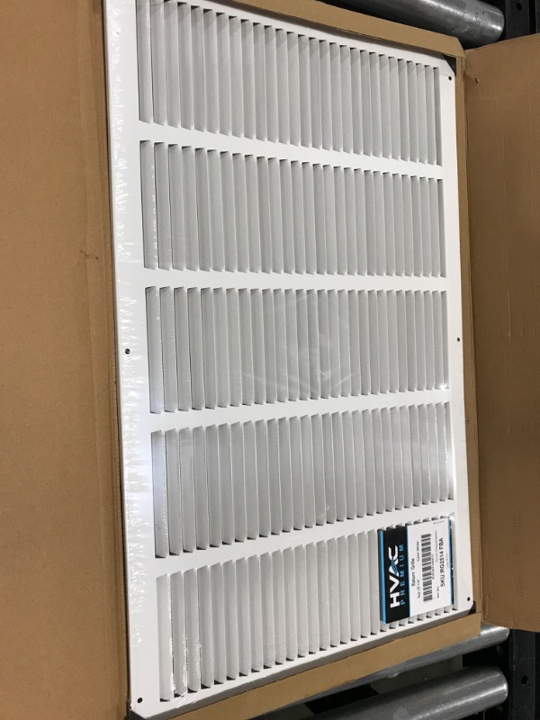 Photo 2 of 25"w X 14"h Steel Return Air Grilles - Sidewall and Ceiling - HVAC Duct Cover - White [Outer Dimensions: 26.75"w X 15.75"h] 25 X 14 White