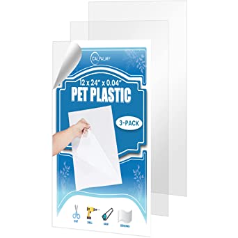 Photo 1 of 3 Pack PET Sheet Panels - 18" x 24" x 0.04" Plexiglass - Quality Lightweight and Shatterproof Glass Alternative Perfect for DIY Sneeze Guards, Face Shields, Railing Guards, and Pet Barriers.