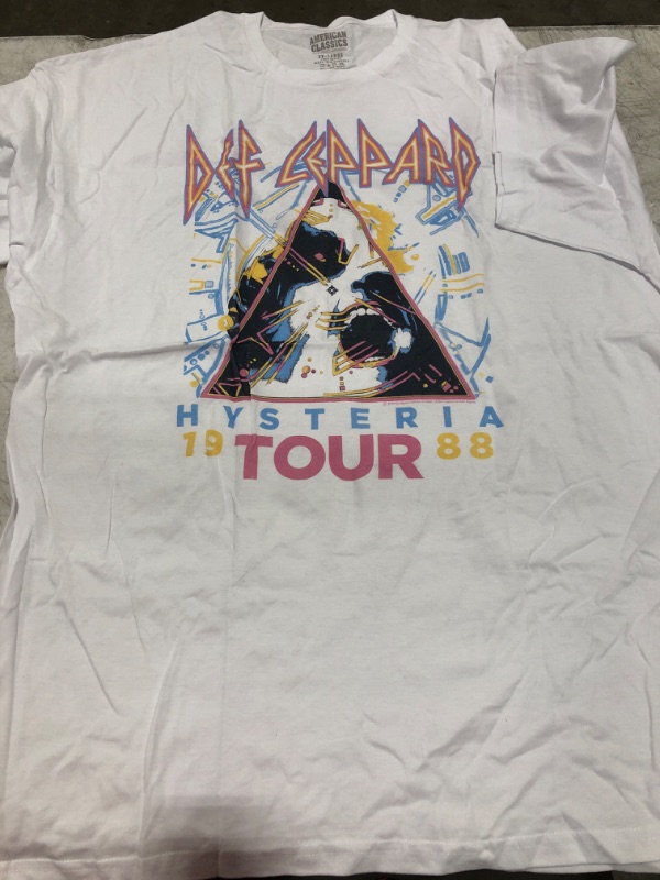 Photo 2 of Def Leppard 1980s Heavy Hair Metal Band Rock & Roll Hysteria '88 Adult T-Shirt XX-Large White