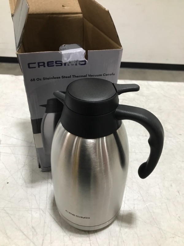 Photo 2 of 68 Oz Thermal Coffee Carafe - Insulated Stainless Steel Double Walled Vacuum Flask / Thermos - Coffee Carafes For Keeping Hot Coffee & Tea For 12 Hours - Cresimo Coffee Dispenser Sliver