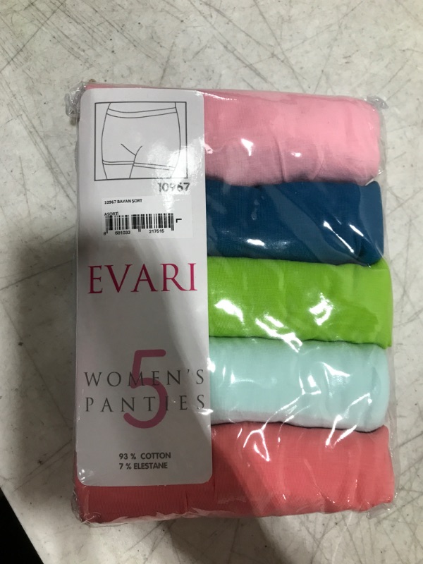 Photo 2 of EVARI Women's Boyshort Panties Comfortable Cotton Underwear Pack of 5 OR Pack of 2 OR Pack of 3 Assorted Pack of 5 Evari SIZE L