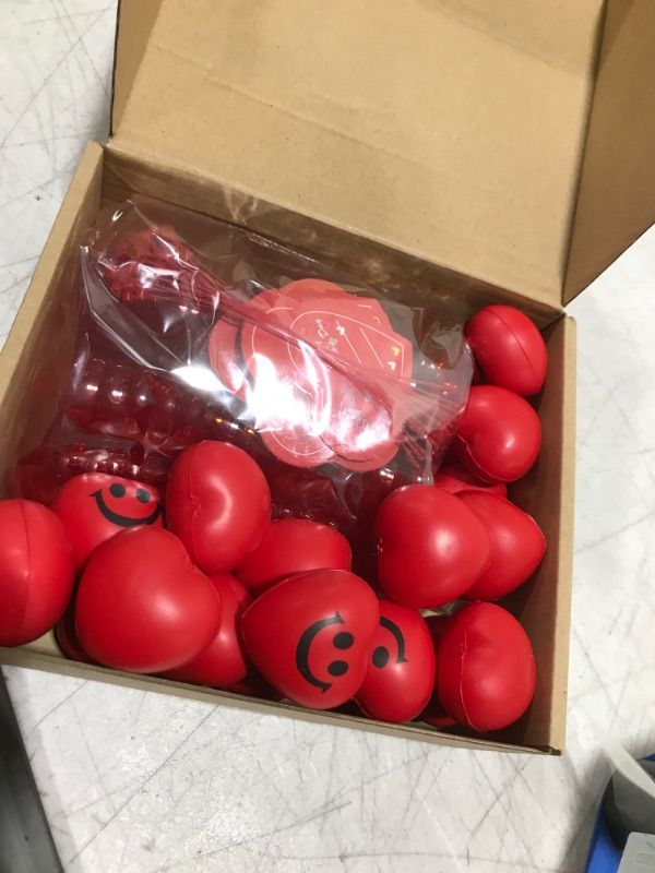 Photo 2 of 65 Pcs Valentines Party Favors Set, 20 Heart Stress Balls 20 Red Heart Shaped Plastic Containers and 25 Valentine Cards for Classroom Exchange Valentines Day Gifts for Game Prizes Carnival