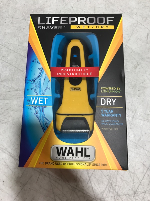 Photo 2 of Wahl Lifeproof Lithium Ion Foil Shaver – Waterproof Rechargeable Electric Razor with Precision Trimmer for Men’s Beard Shaving, Trimming, & Grooming with Long Run Time & Quick Charge – Model 7061-100 Yellow / Black