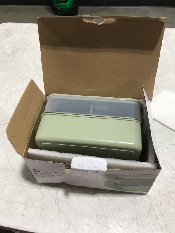 Photo 1 of linoroso Stackable Bento Box Adult Lunch Box | Meet All You On-the-Go Needs for Food, Salad and Snack Box, Premium Bento Lunch Box for Adults Include Utensil Set, Dressing Containers - Pale Mint