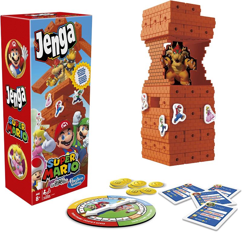 Photo 1 of Jenga: Super Mario Edition Game, Block Stacking Tower Game for Super Mario Fans, Ages 8 and Up (Amazon Exclusive)
