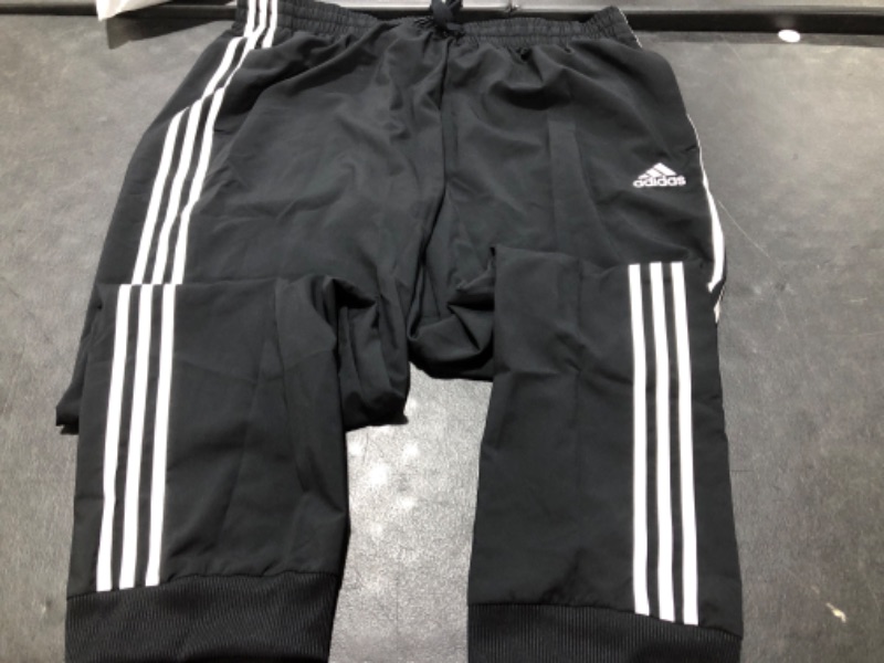 Photo 2 of adidas Men's Aeroready Essentials Tapered Cuff Woven 3-Stripes Pants Black XX-Large