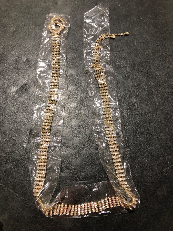 Photo 2 of  Rhinestone Belt for Women Shiny Crystal O-Ring Waist Belts for Dress Diamond Chain Belt 