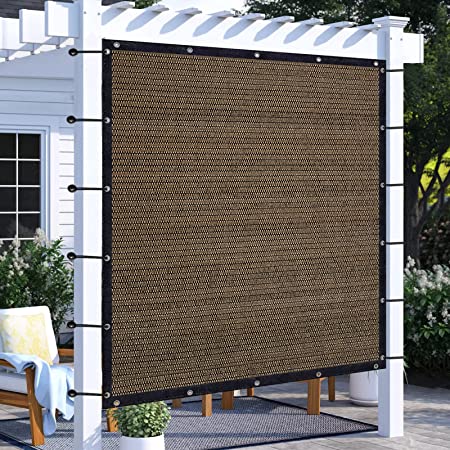 Photo 1 of Amagenix Sun Shade Cloth Privacy Screen with Grommets, Pergola Replacement Shade Cover Canopy for Outdoor Patio Garden,8' x 10', Mocha, (Including 12 Bungee Balls, 30 Cable Zip Ties)
