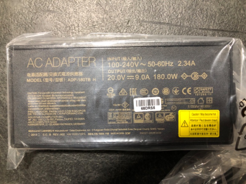 Photo 1 of 180W AC Adapter for ASUS Rog Zephyrus: ADP-180TB H G14 G15 GA401I GA502 GA502D GA502DU GA502IU GA401 GA401II GA401IV TUF505DT TUF505DU TUF705DU 20V 9A Laptop Power Supply Charger