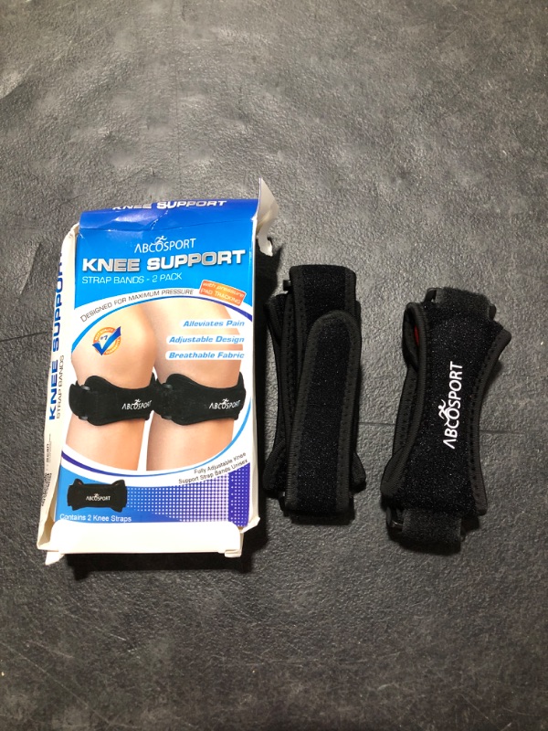 Photo 2 of Abco Tech Patella Knee Strap - Knee Pain Relief - Tendon and Knee Support for Running, Hiking, Soccer, Basketball, Volleyball and Exercise - Runners Knee Stabilizer - Adjustable Band