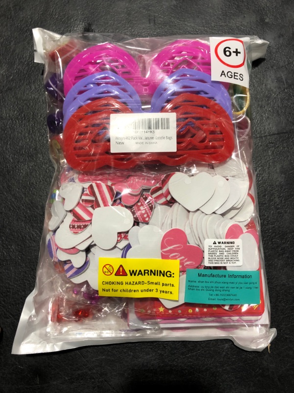 Photo 2 of 234 Pack Valentine's Day Party Favors Supplies Gift Exchage Cards Heart Glasses Bracelets Heart Stickers Stamper Sticky Hands Tattoo Bulk for Kids School Classroom Rewards Prizes Birthday Goodie Bags