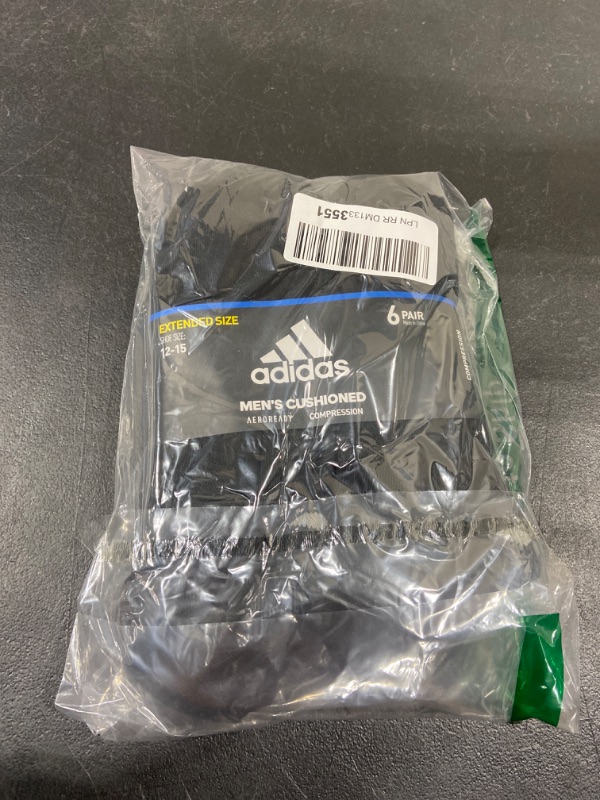 Photo 2 of adidas Mens Athletic Cushioned No Show Socks (6-pair) X-Large Black/Aluminum 2