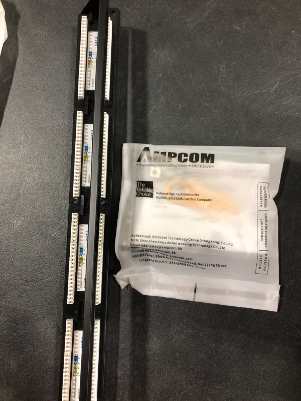 Photo 2 of AMPCOM Premium Series CAT6 24 Ports Patch Panel, Rack Mount - 1U, 19 inch, RJ45 Ethernet 568A 568B, 30u Gold Plated, with Rear Cable Support Bar CAT6 1U Premium Series