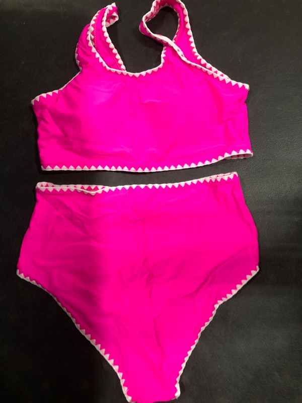 Photo 1 of 2 PIECE SWIMSUIT PINK/WHITE MEDIUM