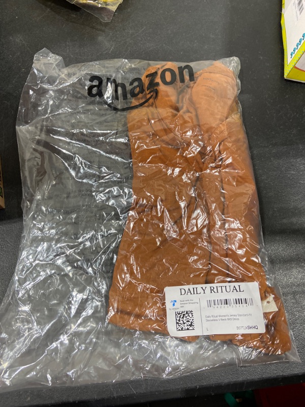 Photo 1 of Amazon Essentials Women's Jersey Standard-Fit Sleeveless V-Neck Midi Dress (Previously Daily Ritual) Rayon Blend Caramel Large